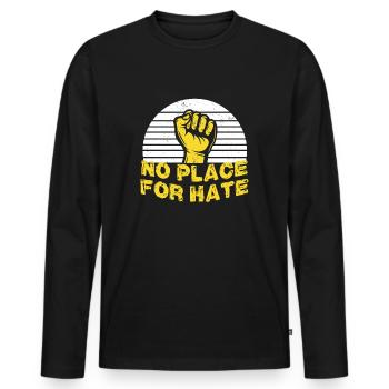 Gegen Hass | Antifa Links Politik Nazis Geschenke - Männer Premium Bio Langarmshirt - Schwarz - Vorne - Nico (187cm)