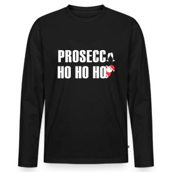 Prosecco Noël | Cadeaux de la veille de Noël - T-shirt manches longues Premium bio Homme - noir - Devant - Nico (187cm)