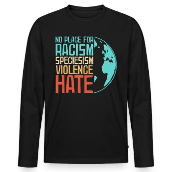 Antifa Contre les nazis | Contre le racisme Idées cadeaux - T-shirt manches longues Premium bio Homme - noir - Devant - Nico (187cm)