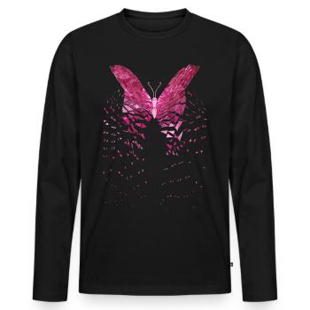 Butterfly pink wing - Men's Premium Organic Long Sleeve Shirt - black - Front - Nico (187cm)