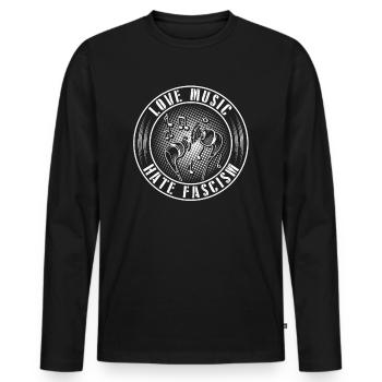 Contre les nazis | Idées cadeaux musique racisme antifa - T-shirt manches longues Premium bio Homme - noir - Devant - Nico (187cm)