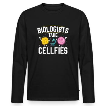Biologists | Biologist biologist gift ideas - Men's Premium Organic Long Sleeve Shirt - black - Front - Nico (187cm)