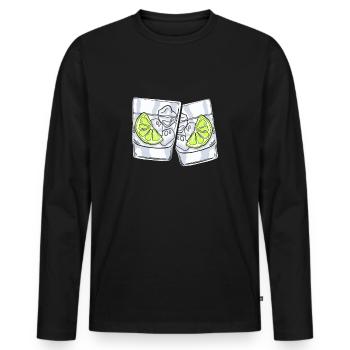 Gin glasses | Party alcohol booze tonic gifts - Men's Premium Organic Long Sleeve Shirt - black - Front - Nico (187cm)