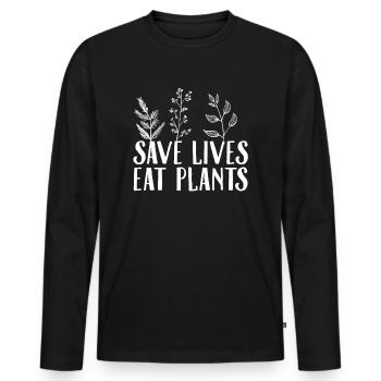 Veganer | Tierschutz Vegan Vegetarier Geschenkidee - Männer Premium Bio Langarmshirt - Schwarz - Vorne - Nico (187cm)