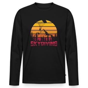 Skydiving | Fallschirm Skydive Skydiver Geschenke - Männer Premium Bio Langarmshirt - Schwarz - Vorne - Nico (187cm)