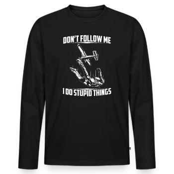 Skydiving | Parachute Skydiver Skydive Cadeaux - T-shirt manches longues Premium bio Homme - noir - Devant - Nico (187cm)