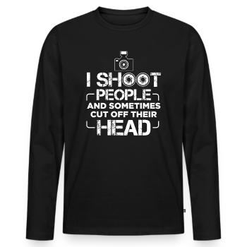 Photographes | Cadeau de photographe SLR - T-shirt manches longues Premium bio Homme - noir - Devant - Nico (187cm)