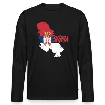 Drapeau serbe | Cadeaux serbes serbes de Serbie - T-shirt manches longues Premium bio Homme - noir - Devant - Nico (187cm)
