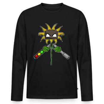 Gegen Grüne Politik Sonnenblume - Männer Premium Bio Langarmshirt - Schwarz - Vorne - Nico (187cm)