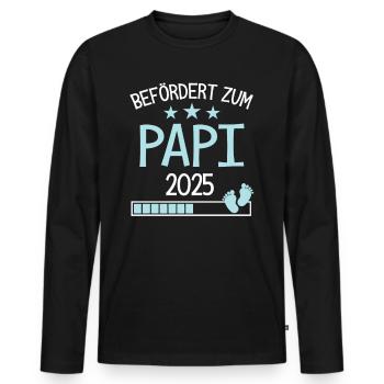 Befördert Papi 2025 Geschenk für neuer Großvater - Männer Premium Bio Langarmshirt - Schwarz - Vorne - Nico (187cm)