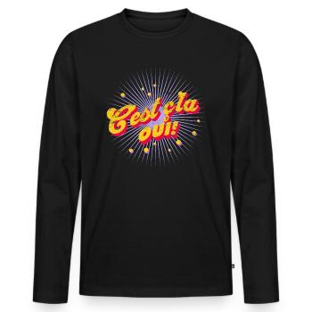 C'est ç'la oui - T-shirt manches longues Premium bio Homme - noir - Devant - Nico (187cm)