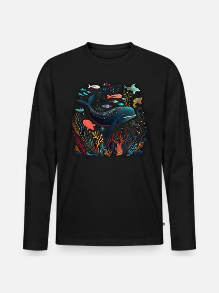 Ocean Life Art - Men's Premium Organic Long Sleeve Shirt - black
