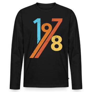 ANNÉE RETRO ANNIVERSAIRE VINTAGE 1978 - T-shirt manches longues Premium bio Homme - noir - Devant - Nico (187cm)