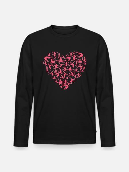 Mädchen Gymnastik Rotes Herz Frauen Turnerin - Männer Premium Bio Langarmshirt - Schwarz