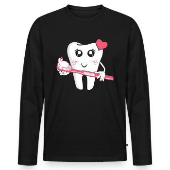 Liebe Herz Zahnarztpraxis Art Zahnbürste - Männer Premium Bio Langarmshirt - Schwarz - Vorne - Nico (187cm)