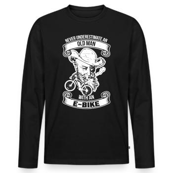 Never Underestimate an old Man with an E-Bike - Männer Premium Bio Langarmshirt - Schwarz - Vorne - Nico (187cm)