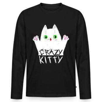 Crazy Kitty - T-shirt manches longues Premium bio Homme - noir - Devant - Nico (187cm)