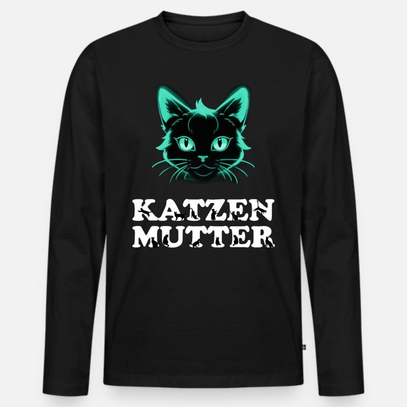 Katzenmutter Design - Männer Premium Bio Langarmshirt - Schwarz