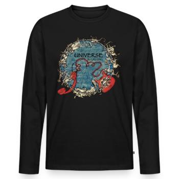 Universe is calling - Männer Premium Bio Langarmshirt - Schwarz - Vorne - Nico (187cm)