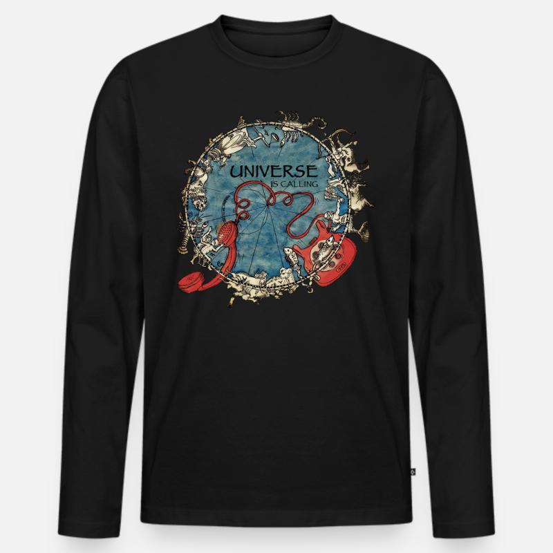 Universe is calling - Männer Premium Bio Langarmshirt - Schwarz