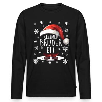 Weihnachten Kleiner Bruder Elf - Männer Premium Bio Langarmshirt - Schwarz - Vorne - Nico (187cm)