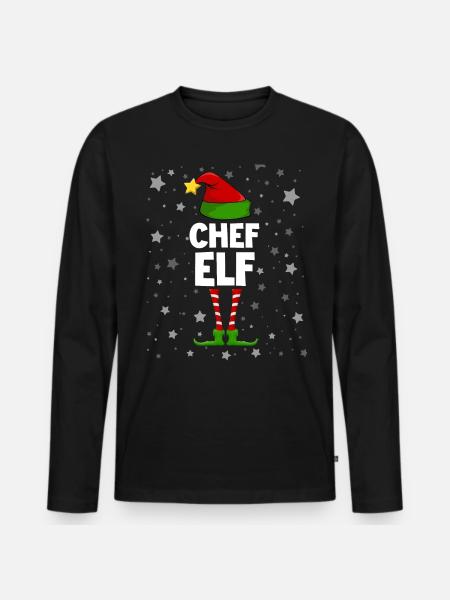 Chef Elf - Männer Premium Bio Langarmshirt - Schwarz