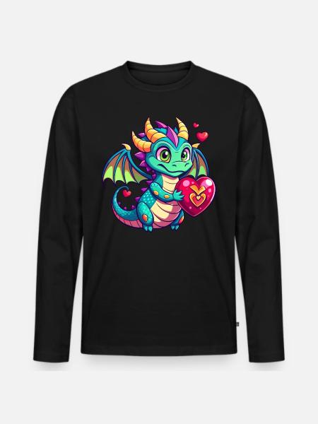 Farbenfroher Drache - Männer Premium Bio Langarmshirt - Schwarz