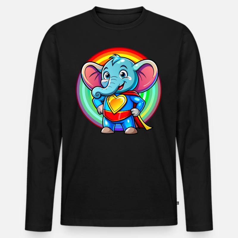 Superhelden Elefant - Männer Premium Bio Langarmshirt - Schwarz