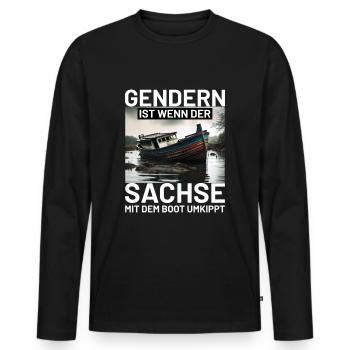 Boot Sachse - Männer Premium Bio Langarmshirt - Schwarz - Vorne - Nico (187cm)