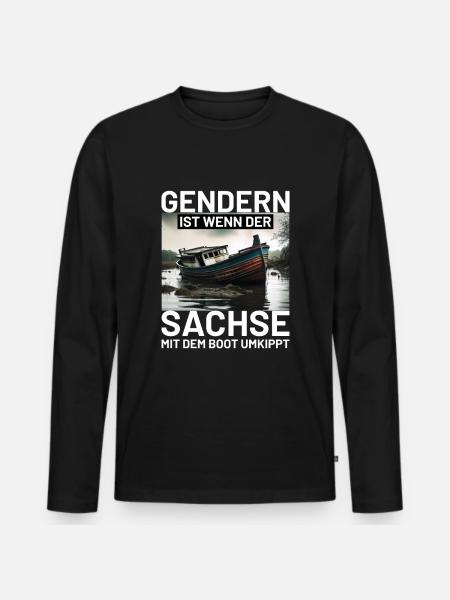 Boot Sachse - Männer Premium Bio Langarmshirt - Schwarz