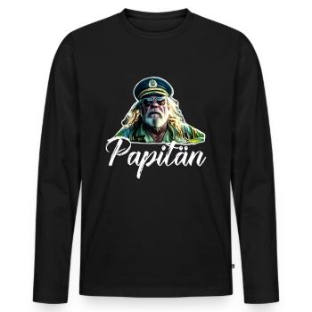 Papa Papitän Bootsfahrer Kapitän - Männer Premium Bio Langarmshirt - Schwarz - Vorne - Nico (187cm)
