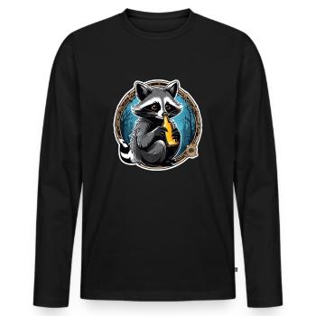 Waschbär mit Bier Lecker Bierchen Bier Meme - Männer Premium Bio Langarmshirt - Schwarz - Vorne - Nico (187cm)
