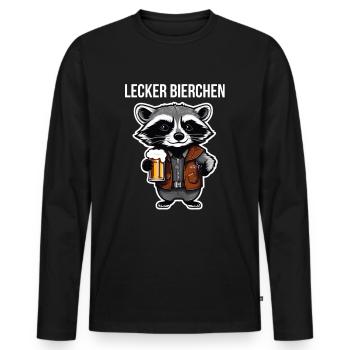Waschbär mit Bier Lecker Bierchen Bier Meme - Männer Premium Bio Langarmshirt - Schwarz - Vorne - Nico (187cm)