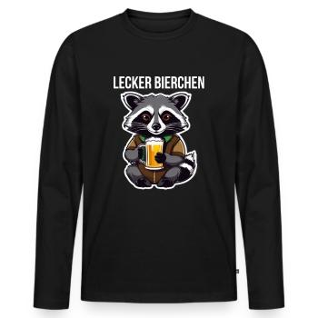Waschbär mit Bier Lecker Bierchen Bier Meme - Männer Premium Bio Langarmshirt - Schwarz - Vorne - Nico (187cm)