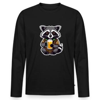 Waschbär mit Bier Lecker Bierchen Bier Meme - Männer Premium Bio Langarmshirt - Schwarz - Vorne - Nico (187cm)