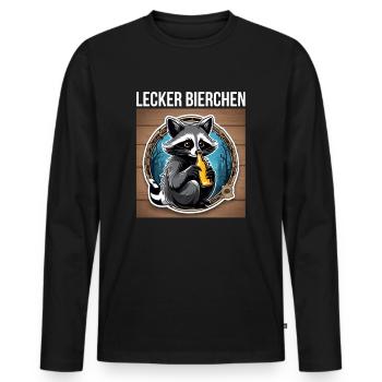 Waschbär mit Bier Lecker Bierchen Bier Meme - Männer Premium Bio Langarmshirt - Schwarz - Vorne - Nico (187cm)
