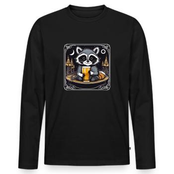 Waschbär mit Bier Lecker Bierchen Bier Meme - Männer Premium Bio Langarmshirt - Schwarz - Vorne - Nico (187cm)