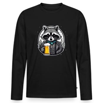 Waschbär mit Bier Lecker Bierchen Bier Meme - Männer Premium Bio Langarmshirt - Schwarz - Vorne - Nico (187cm)