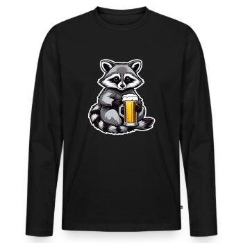 Waschbär mit Bier Lecker Bierchen Bier Meme - Männer Premium Bio Langarmshirt - Schwarz - Vorne - Nico (187cm)