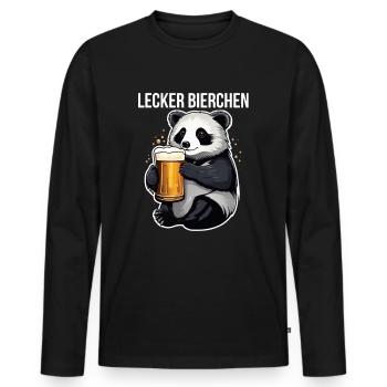 Délicieux Panda Mème de la bière - T-shirt manches longues Premium bio Homme - noir - Devant - Nico (187cm)