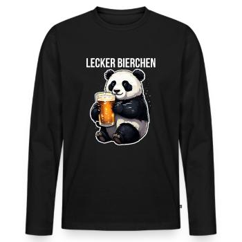 Panda avec de la bière Yummy Beer Beer Meme - T-shirt manches longues Premium bio Homme - noir - Devant - Nico (187cm)