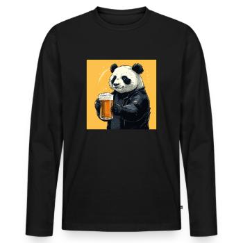 Panda avec de la bière Yummy Beer Beer Meme - T-shirt manches longues Premium bio Homme - noir - Devant - Nico (187cm)