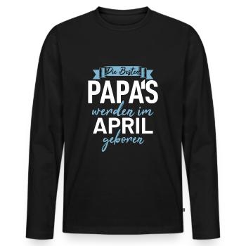 Cadeau d’anniversaire papa pères nés en avril - T-shirt manches longues Premium bio Homme - noir - Devant - Nico (187cm)