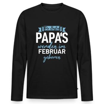 Birthday Dad Gift Fathers Born in February - Men's Premium Organic Long Sleeve Shirt - black - Front - Nico (187cm)