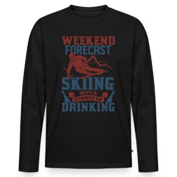 Ski skieur hiver ski bière alcool - T-shirt manches longues Premium bio Homme - noir - Devant - Nico (187cm)
