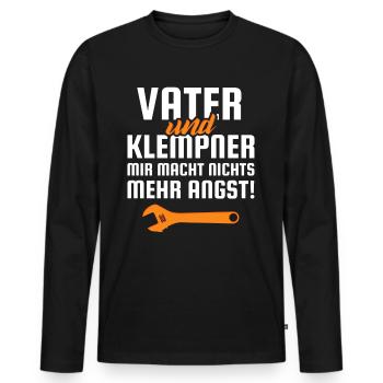 Vater Klempner - Männer Premium Bio Langarmshirt - Schwarz - Vorne - Nico (187cm)