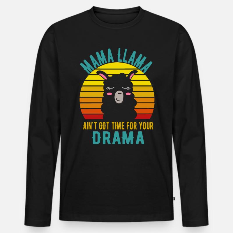 Mama Lama - Männer Premium Bio Langarmshirt - Schwarz