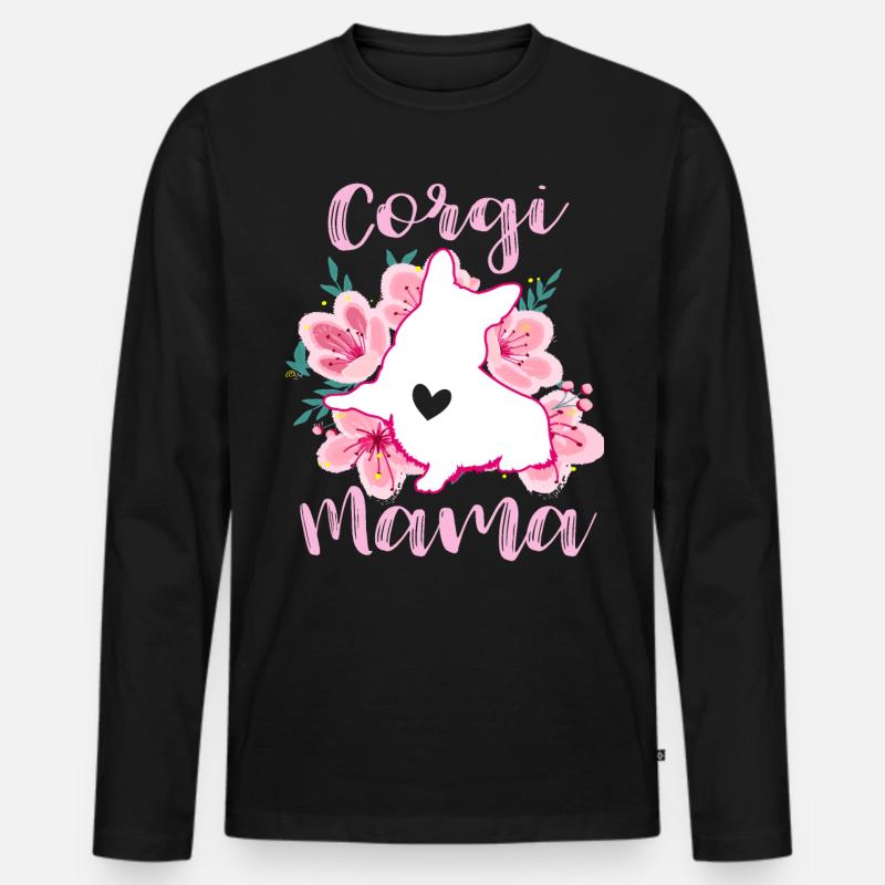 Corgi Mama - Männer Premium Bio Langarmshirt - Schwarz