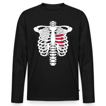 Skelett Herz - Männer Premium Bio Langarmshirt - Schwarz - Vorne - Nico (187cm)