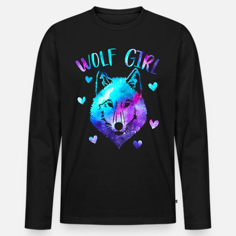 Wolfsmädchen - Männer Premium Bio Langarmshirt - Schwarz